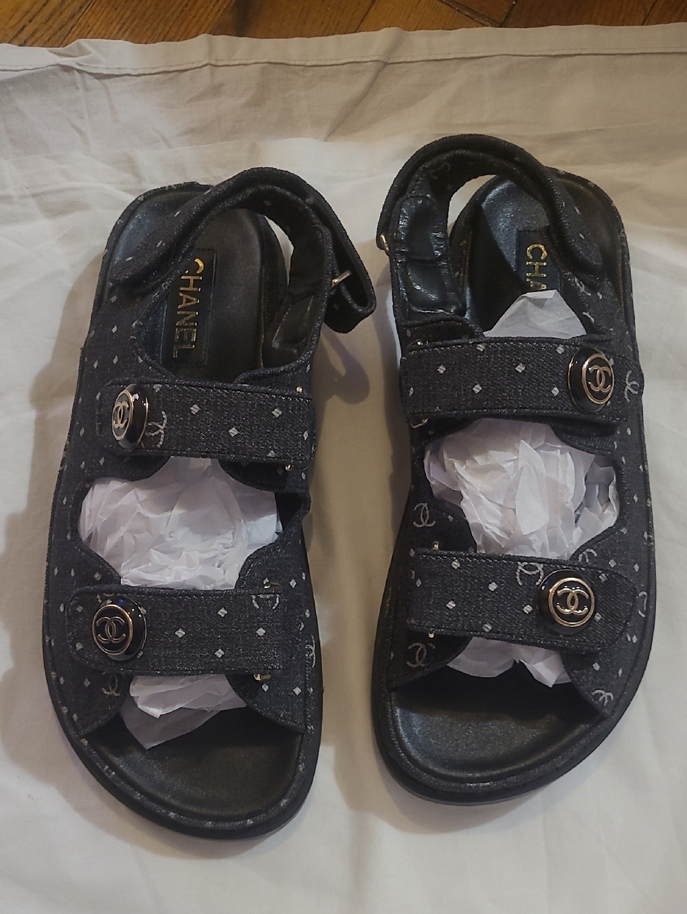 CHANEL Black Womens Sandals
